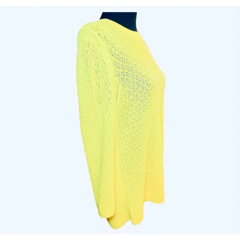 Talbots Yellow Open-Knit Crewneck Sweater | Coastal Spring Layer